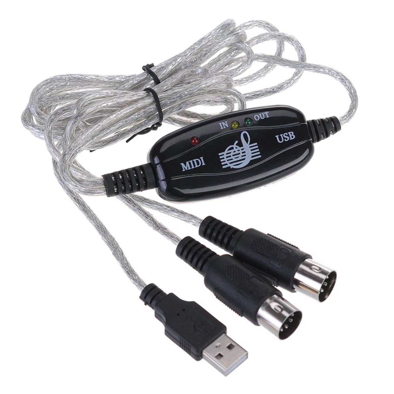 Keyboard to PC Adapter USB In-Out MIDI Interface Music Recording Converter Recording Converter - Tophatter Daily Deals